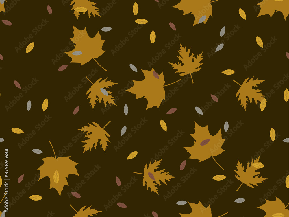 Autumn leaves seamless pattern. Falling leaves, leaf fall. Oak and maple. Background for wrapping paper, print, fabric and printing. Vector illustration Autumn leaves seamless pattern. Falling leaves, leaf fall. Oak and maple. Background for wrapping paper, print, fabric and printing. Vector illustration