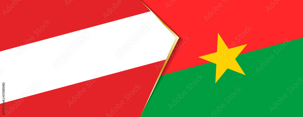 Austria and Burkina Faso flags, two vector flags. Austria and Burkina Faso flags, two vector flags.