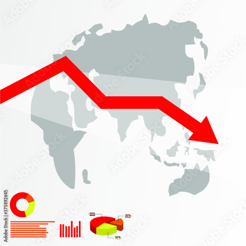 economic stock decline chart, recession, crisis, inflation