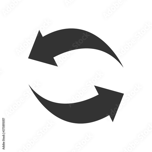 Recycle arrow black icon. Two arrows outline vector illustration isolated.