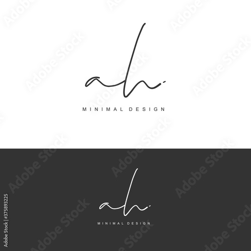AH Initial handwriting or handwritten logo for identity. Logo with signature and hand drawn style.