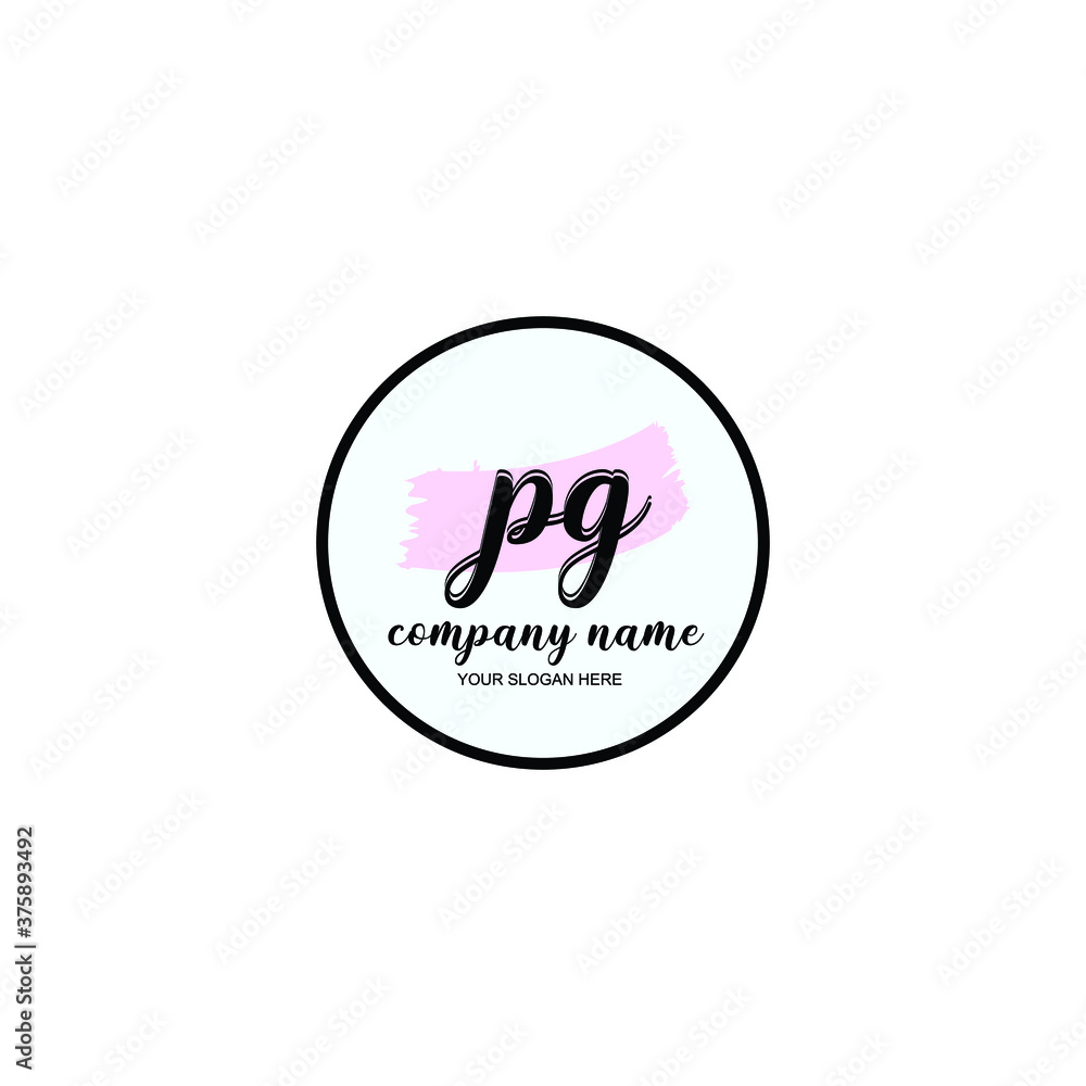 PG Initial handwriting logo template vector PG Initial handwriting logo template vector