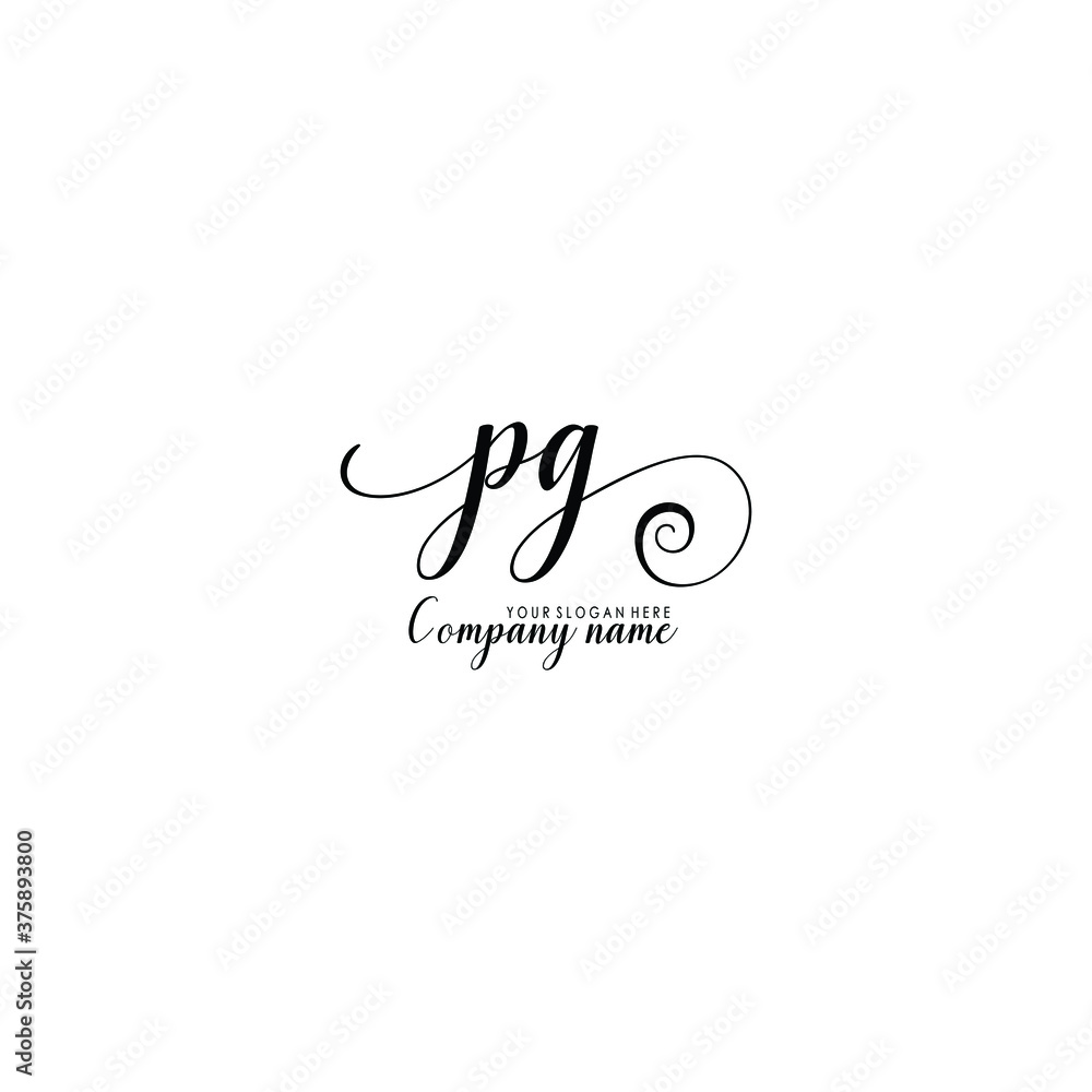 PG Initial handwriting logo template vector