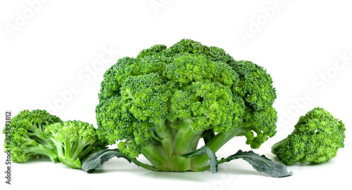 Ripe Broccoli Cabbage Isolated on White.