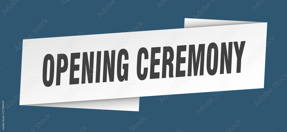 opening ceremony banner template. ribbon label sign. sticker