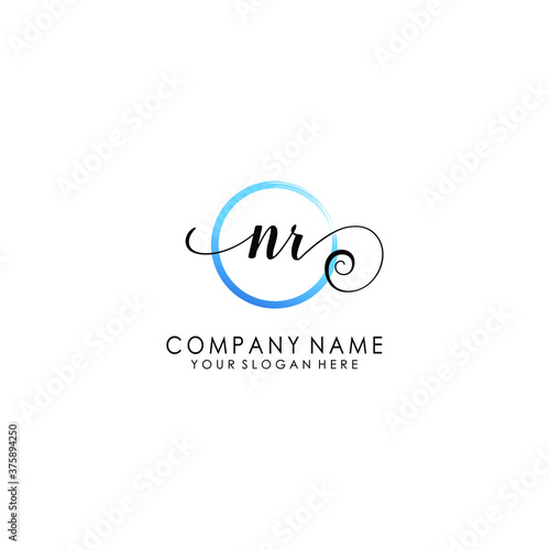 NR Initial handwriting logo template vector