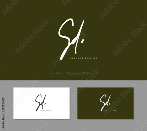 SD Initial handwriting or handwritten logo for identity. Logo with signature and hand drawn style.