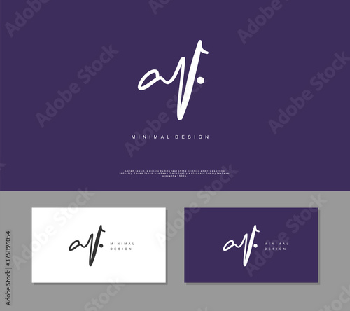 AV Initial handwriting or handwritten logo for identity. Logo with signature and hand drawn style.