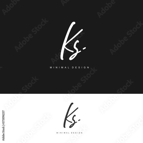 KS Initial handwriting or handwritten logo for identity. Logo with signature and hand drawn style.