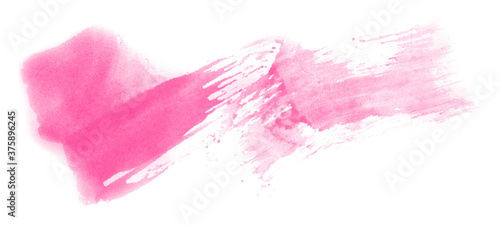 Abstract watercolor background hand-drawn on paper. Volumetric smoke elements. Pink color. For design  web  card  text  decoration  surfaces.