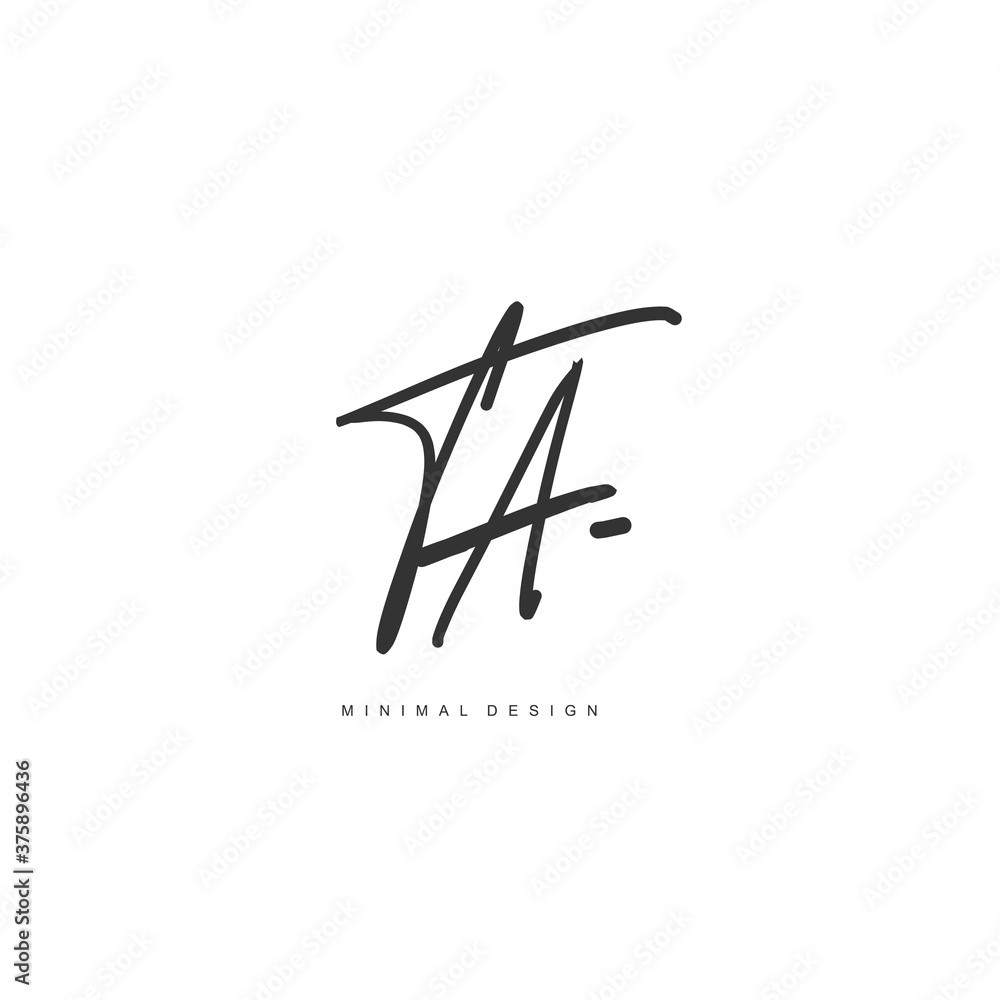 TA Initial handwriting or handwritten logo for identity. Logo with signature and hand drawn style.
