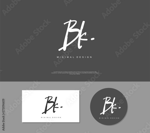 BK Initial handwriting or handwritten logo for identity. Logo with signature and hand drawn style.