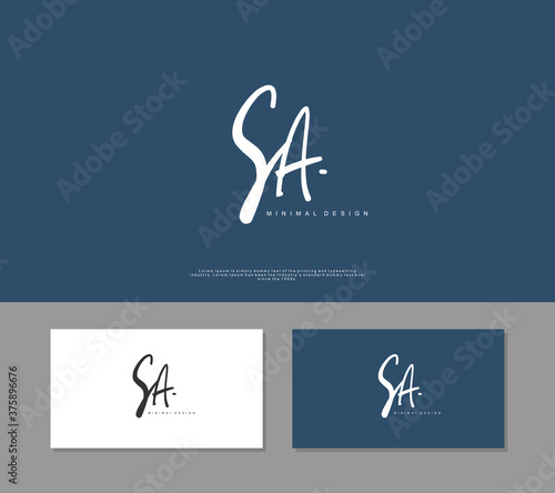 SA Initial handwriting or handwritten logo for identity. Logo with signature and hand drawn style.