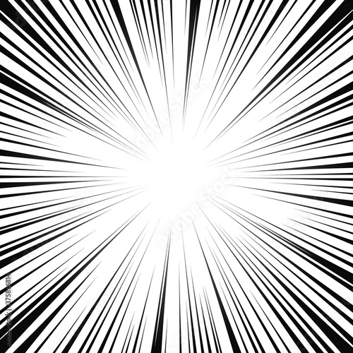 Comic book radial lines. Comics background with motion, speed lines. Vector illustration.