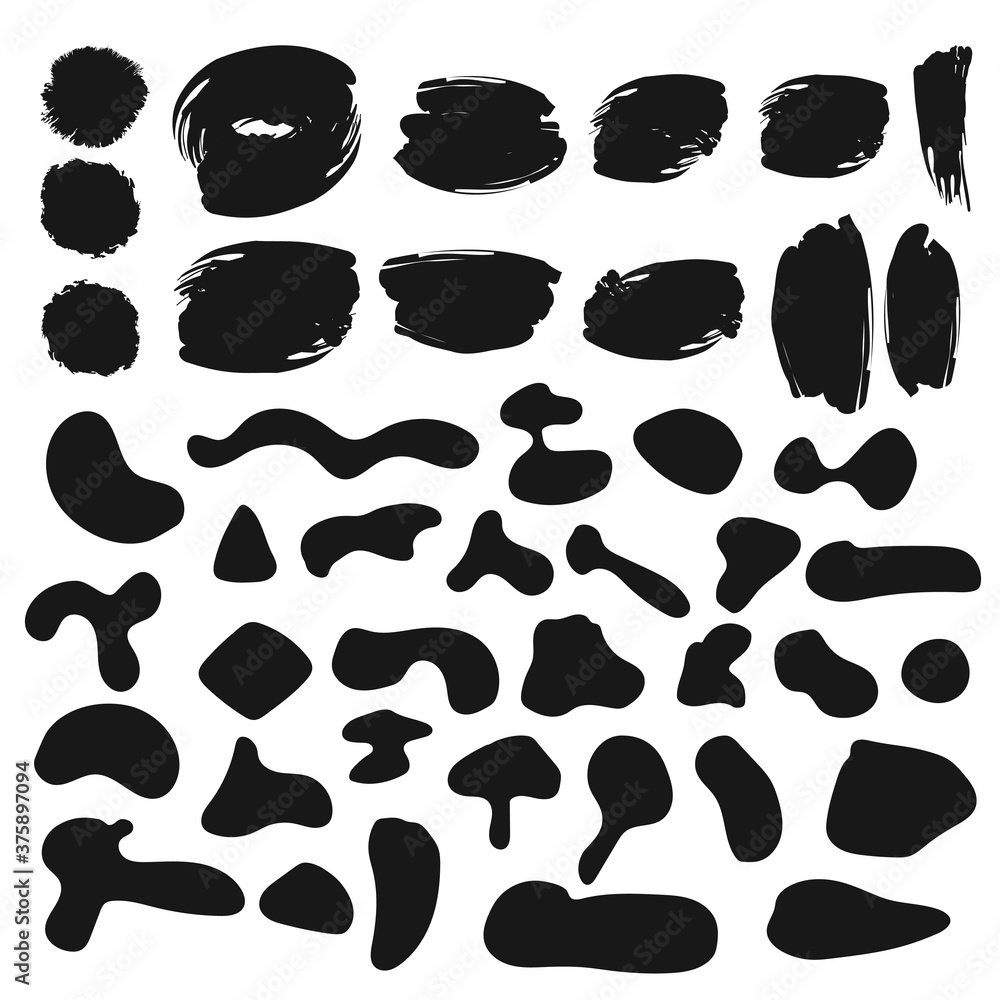 Fototapeta premium Organic Liquid Modern 42 Blobs and Brush Smear Pack. Vector 
