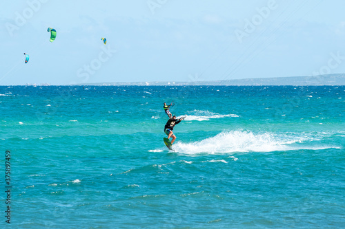 kite surfing in the sea