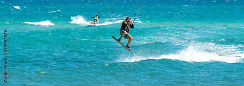 kite surfing in the sea