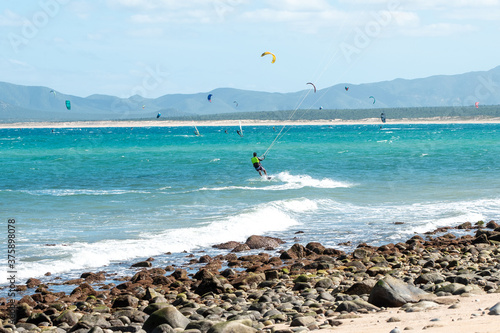 Photography kite surfing in the sea