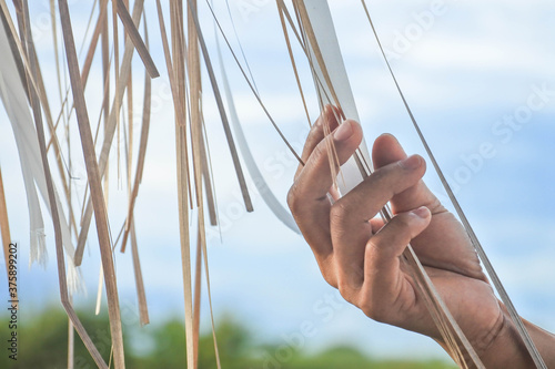 hand on the grass