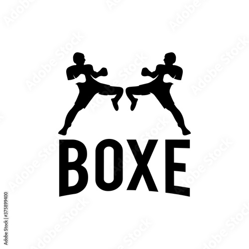 Boxing or boxer silhouette logo design. simple vector illustration inspiration