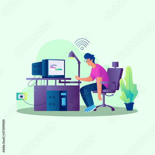 Slow Internet connection illustration concept