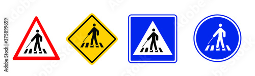 Trafic icon. World braille day, Blind day. Alphabet for blind, reading braille code signs. Vector sign or walking symbol. Text touching the relief hand finger. Louis Braille france Coupvray.