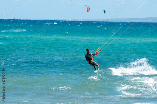 kite surfing in the sea