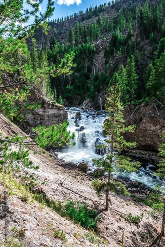 Waterfall in the Firehole River at the Firehole canyon road