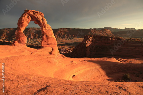 View of Delicate Arch at Sunset in Arches National Park Utah, USA