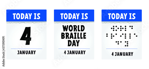 Slogan World braille day, blind. Alphabet for blind, reading braille code signs. Louis Braille france Coupvray. 4 January Vector symbol. Text touching the relief hand finger quote. Points or dots