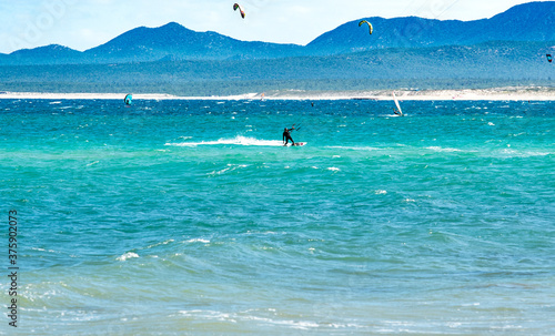 Photography kite surfing in the sea