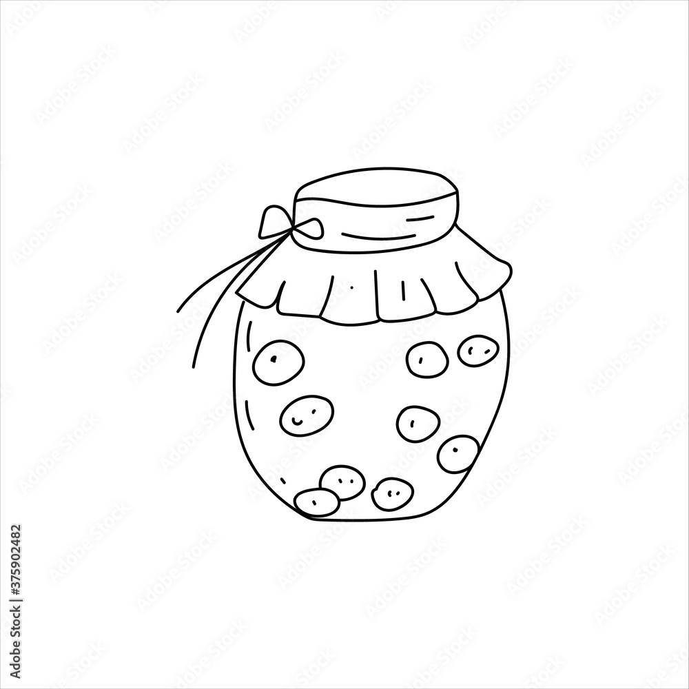 Jam jar. Doodle element. Simple hand drawn vector sketch illustration isolated on a white background Jam jar. Doodle element. Simple hand drawn vector sketch illustration isolated on a white background