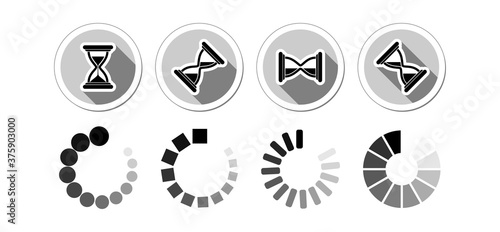 Loading process round icon on transparent background. Black and white vector for web animation