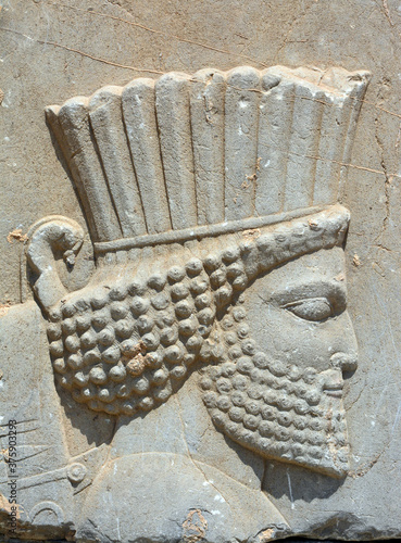 Bas relief of soldier at the eastern stairway of the Apadana Hall in Persepolis
