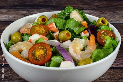 salad with shrimp and crab meat photo