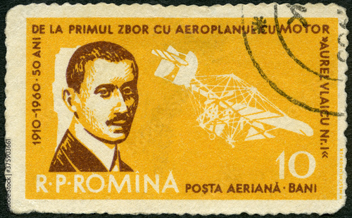 ROMANIA - 1960: shows Aurel Vlaicu (1882-1913), Plane of 1910, 1960 photo
