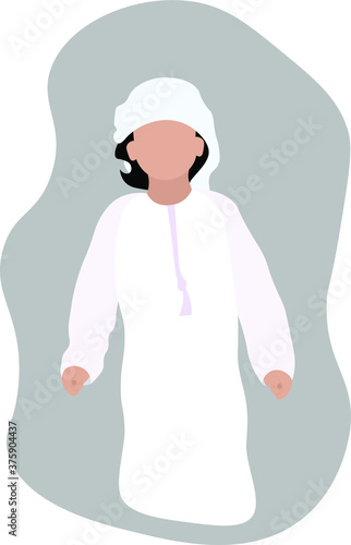 emirati muslim boy child from united arab emirates vector illustration faceless