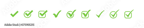 Check marks. Check mark green vector icons, isolated. Simple check marks. Checklist symbols. Vector illustration