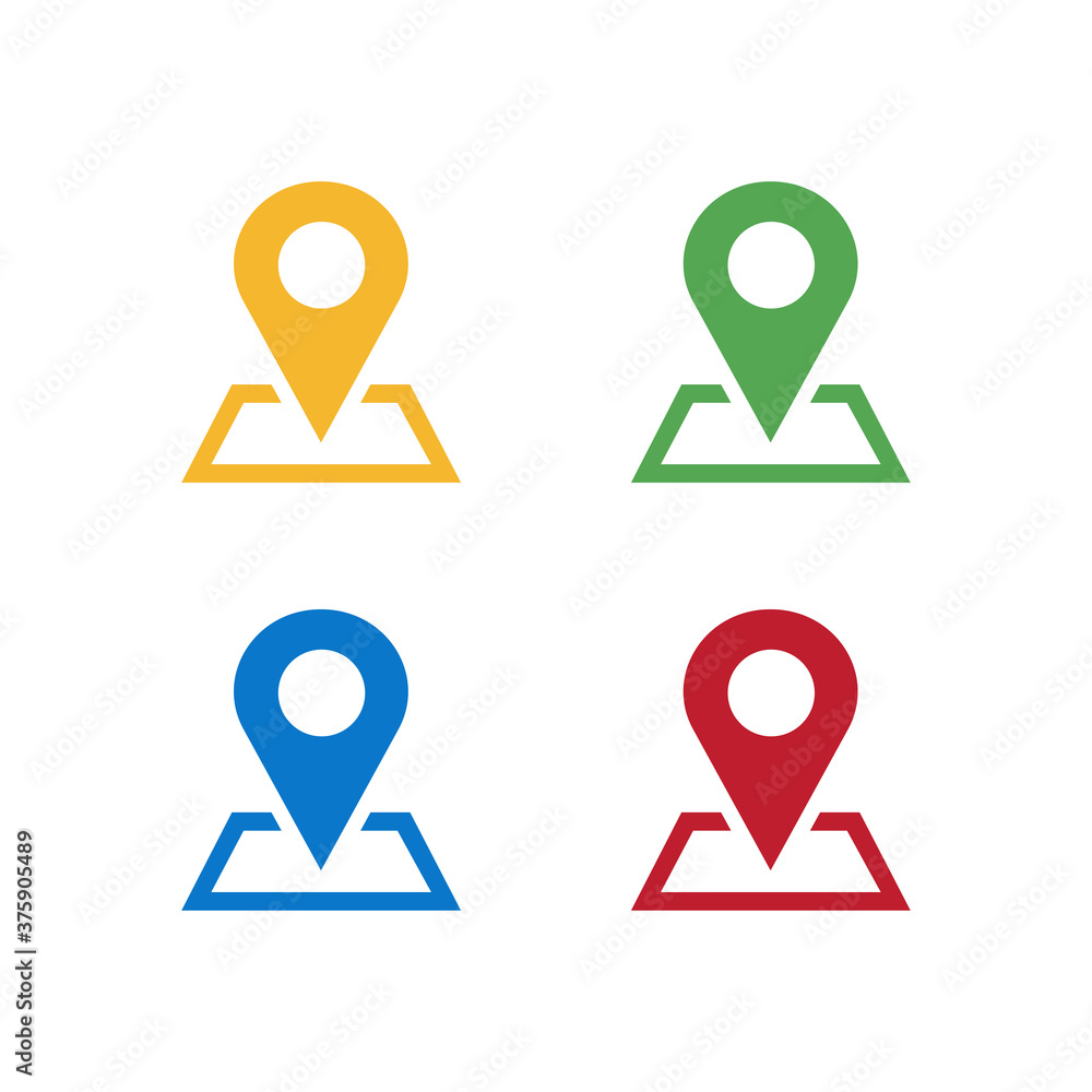 Set of Location Iocns Design. 4 color Location Icon. Addresss icon design Set of Location Iocns Design. 4 color Location Icon. Addresss icon design