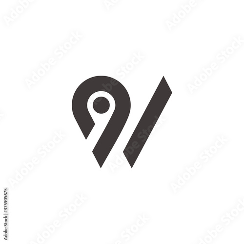 letter w pin location symbol geometric logo vector