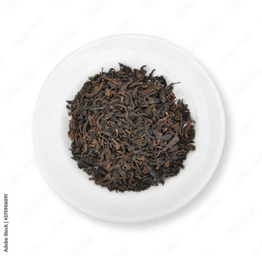Dry green tea leaf isolated on white Dry green tea leaf isolated on white