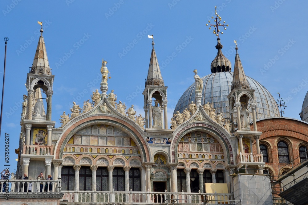 Closeup of San Marco Basilica Venice Italy
