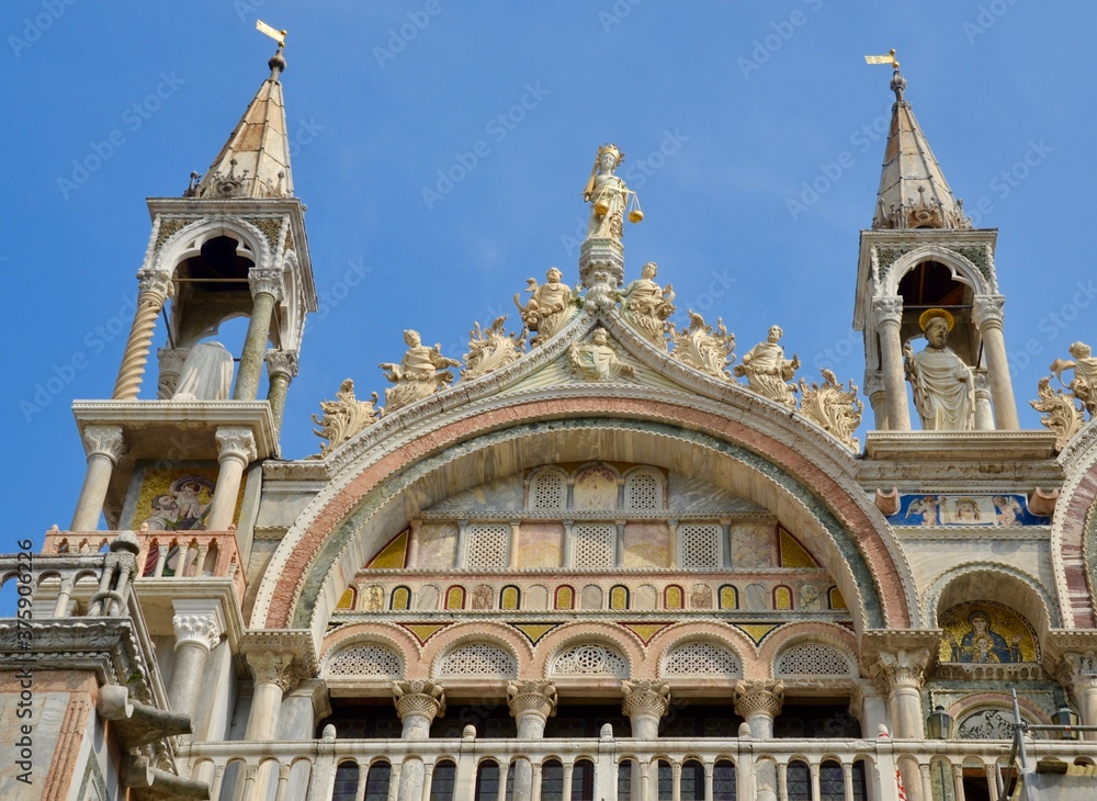 Closeup of San Marco Basilica Venice Italy