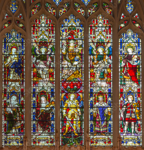 LONDON, GREAT BRITAIN - SEPTEMBER 17, 2017: The main  altar and the stained g...