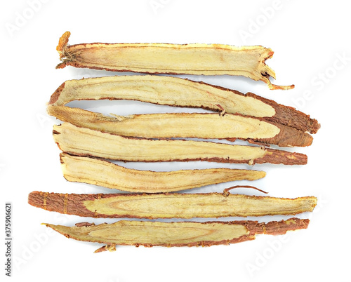 dried Liquorice roots on a white background