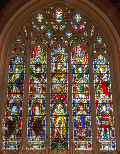 LONDON, GREAT BRITAIN - SEPTEMBER 17, 2017: The main  altar and the stained g...