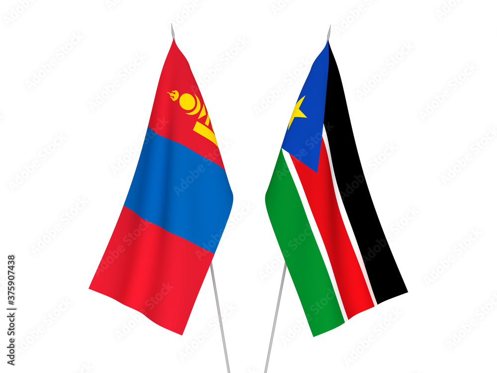 Republic of South Sudan and Mongolia flags