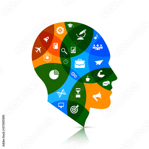 Creative mind. Head. Education concept with icons. Vector