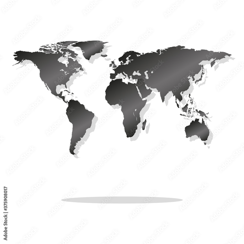 Gray map of world with countries borders Stock Vector Adobe Stock