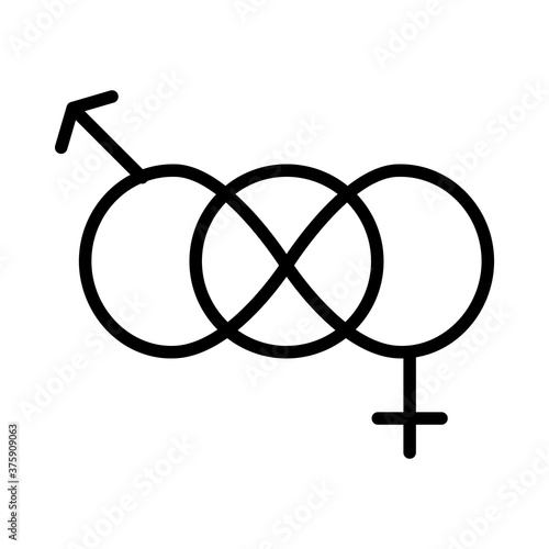 sexual orientation concept, polyamor symbol icon, line style
